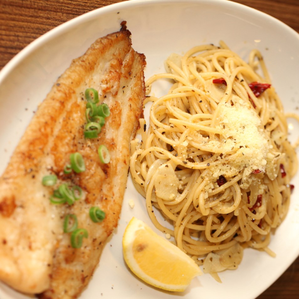 Grilled Fish Aglio Olio